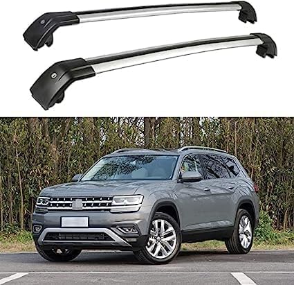 2 Stücke Dachträger für VW Teramont 2016-2020, aus Alu Bis Offene Reling, Auto Dachreling Rack Lastenträger Querträger Auto Zubehör,Black+Silver von ZFSMHLH