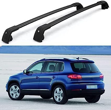 2 Stücke Dachträger für VW Tiguan 2007-2015, aus Alu Bis Offene Reling, Auto Dachreling Rack Lastenträger Querträger Auto Zubehör,Black von ZFSMHLH