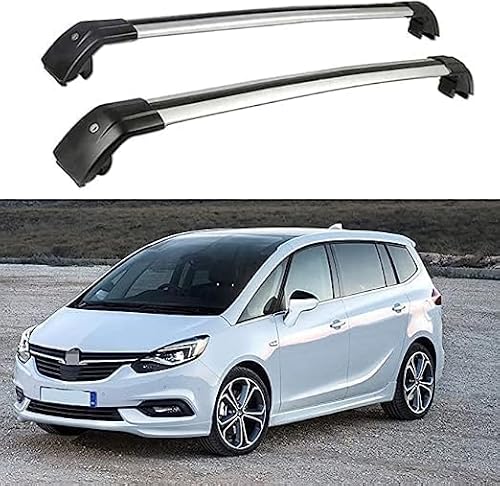 2 Stücke Dachträger für Vauxhall Zafira MPV 2016-2022 2023 2024, aus Alu Bis Offene Reling, Auto Dachreling Rack Lastenträger Querträger Auto Zubehör,Black+Silver von ZFSMHLH