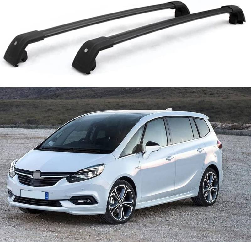 2 Stücke Dachträger für Vauxhall Zafira MPV 2016-2022 2023 2024, aus Alu Bis Offene Reling, Auto Dachreling Rack Lastenträger Querträger Auto Zubehör,Black von ZFSMHLH