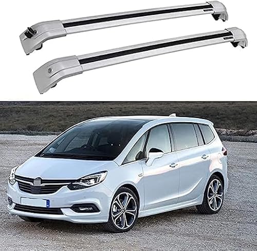 2 Stücke Dachträger für Vauxhall Zafira MPV 2016-2022 2023 2024, aus Alu Bis Offene Reling, Auto Dachreling Rack Lastenträger Querträger Auto Zubehör,Silver von ZFSMHLH