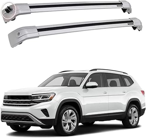 2 Stücke Dachträger für Volkswagen VW Atlas 2018-2022, aus Alu Bis Offene Reling, Auto Dachreling Rack Lastenträger Querträger Auto Zubehör,Silver von ZFSMHLH