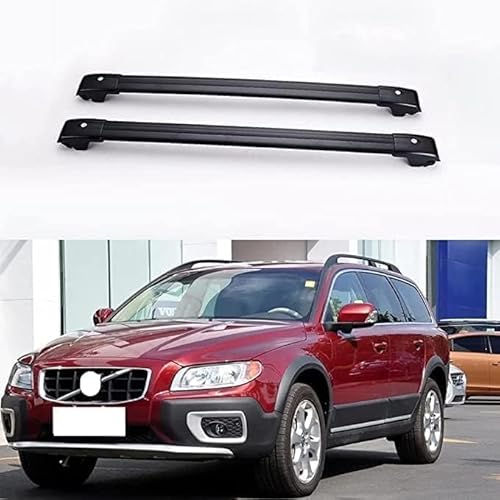 2 Stücke Dachträger für Volvo V50 5 Door Wagon 2008-2021, aus Alu Bis Offene Reling, Auto Dachreling Rack Lastenträger Querträger Auto Zubehör,Black von ZFSMHLH