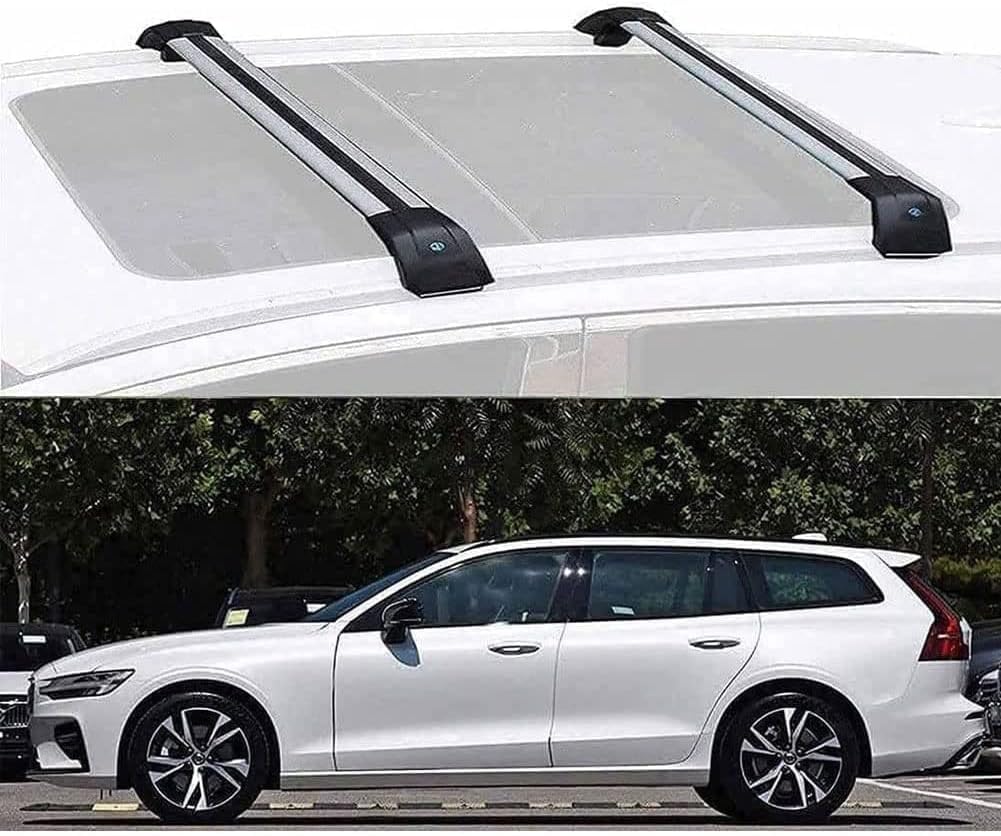 2 Stücke Dachträger für Volvo V60 2011-2020, aus Alu Bis Offene Reling, Auto Dachreling Rack Lastenträger Querträger Auto Zubehör von ZFSMHLH