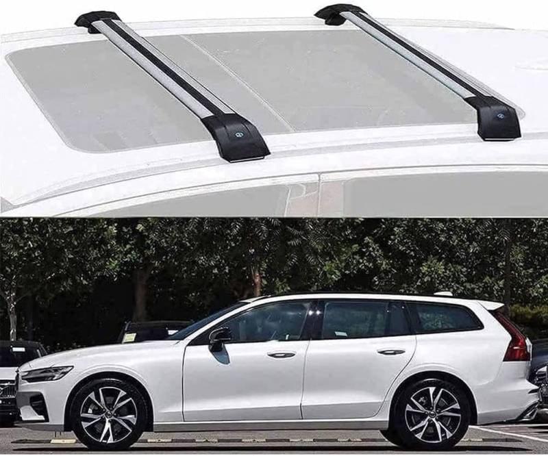 2 Stücke Dachträger für Volvo V60 2011-2022 2023 2024, aus Alu Bis Offene Reling, Auto Dachreling Rack Lastenträger Querträger Auto Zubehör von ZFSMHLH