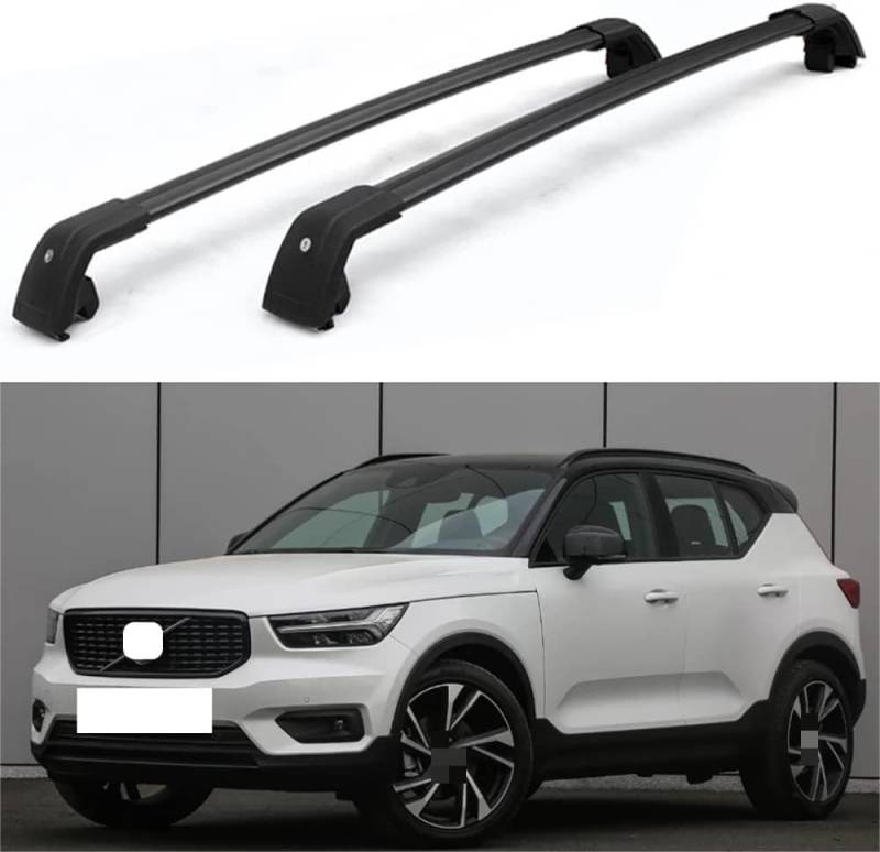 2 Stücke Dachträger für Volvo XC40 2017-2021, aus Alu Bis Offene Reling, Auto Dachreling Rack Lastenträger Querträger Auto Zubehör von ZFSMHLH