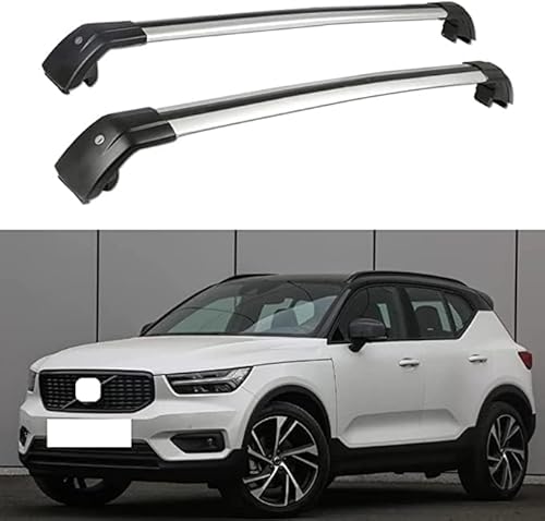 2 Stücke Dachträger für Volvo XC40 2017-2022 2023 2024, aus Alu Bis Offene Reling, Auto Dachreling Rack Lastenträger Querträger Auto Zubehör,Black+Silver von ZFSMHLH