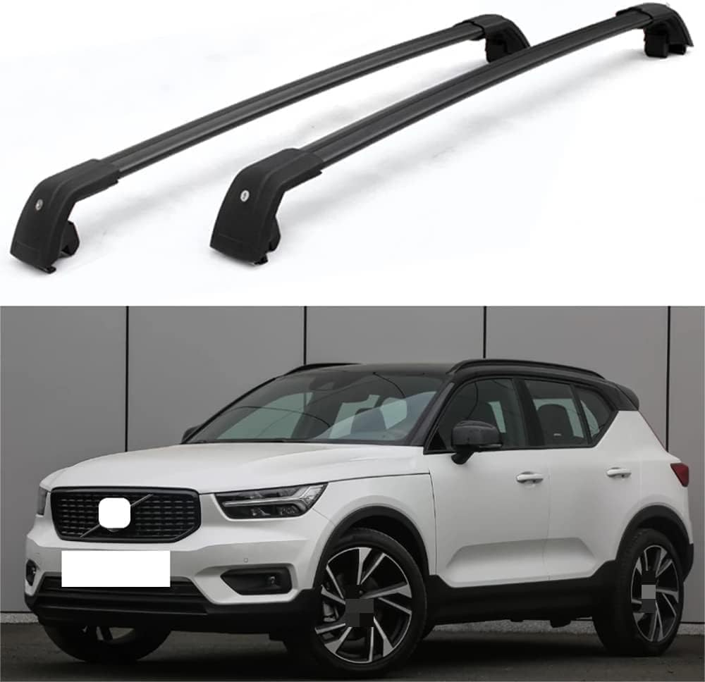 2 Stücke Dachträger für Volvo XC40 2017-2022 2023 2024, aus Alu Bis Offene Reling, Auto Dachreling Rack Lastenträger Querträger Auto Zubehör,Black von ZFSMHLH