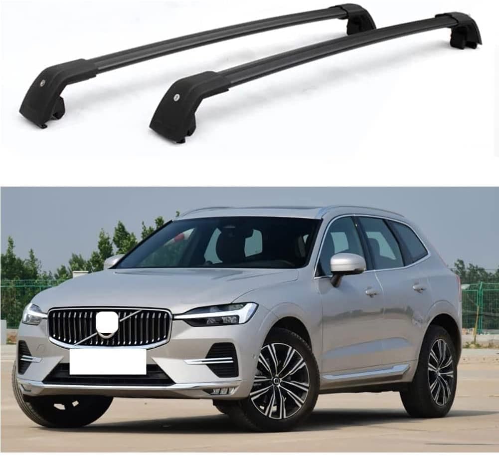 2 Stücke Dachträger für Volvo XC60 2008-2022, aus Alu Bis Offene Reling, Auto Dachreling Rack Lastenträger Querträger Auto Zubehör von ZFSMHLH