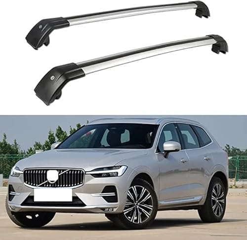 2 Stücke Dachträger für Volvo XC60 2013 2014 2015, aus Alu Bis Offene Reling, Auto Dachreling Rack Lastenträger Querträger Auto Zubehör,Black+Silver von ZFSMHLH