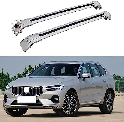 2 Stücke Dachträger für Volvo XC60 2015-2022 2023 2024, aus Alu Bis Offene Reling, Auto Dachreling Rack Lastenträger Querträger Auto Zubehör,Silver von ZFSMHLH