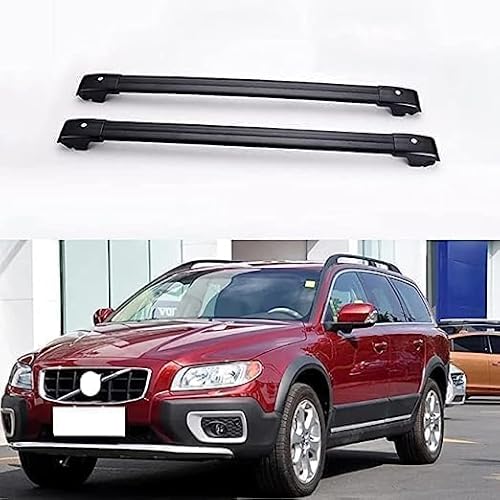 2 Stücke Dachträger für Volvo XC70 II (136) 2007-2022, aus Alu Bis Offene Reling, Auto Dachreling Rack Lastenträger Querträger Auto Zubehör,Black von ZFSMHLH