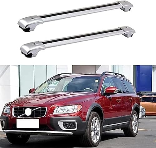 2 Stücke Dachträger für Volvo XC70 II (136) 2007-2022, aus Alu Bis Offene Reling, Auto Dachreling Rack Lastenträger Querträger Auto Zubehör,Silver von ZFSMHLH