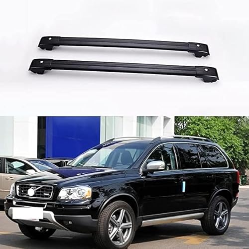 2 Stücke Dachträger für Volvo XC90 2003-2014, aus Alu Bis Offene Reling, Auto Dachreling Rack Lastenträger Querträger Auto Zubehör,Black von ZFSMHLH