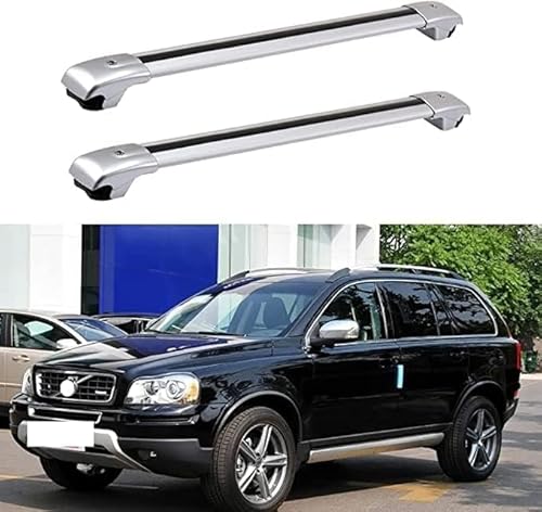 2 Stücke Dachträger für Volvo XC90 2003-2014, aus Alu Bis Offene Reling, Auto Dachreling Rack Lastenträger Querträger Auto Zubehör,Silver von ZFSMHLH