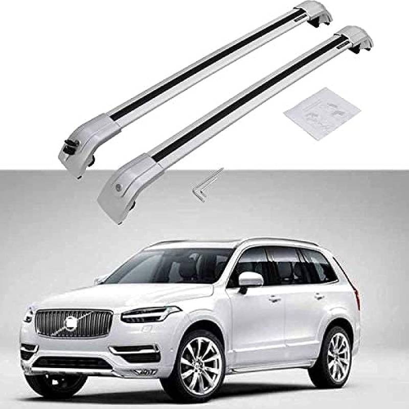 2 Stücke Dachträger für Volvo XC90 2015-2022 2023 2024, aus Alu Bis Offene Reling, Auto Dachreling Rack Lastenträger Querträger Auto Zubehör,Silver von ZFSMHLH