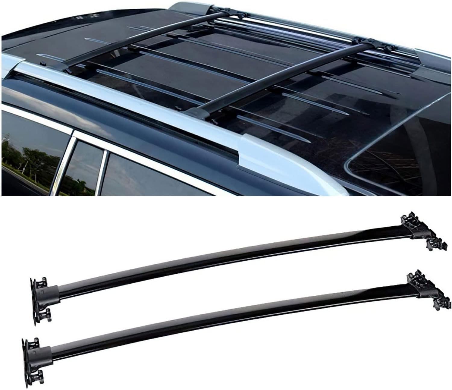 2 Stücke Dachträger für to-yota Highlander 2008-2013, aus Alu Bis Offene Reling, Auto Dachreling Rack Lastenträger Querträger Auto Zubehör von ZFSMHLH