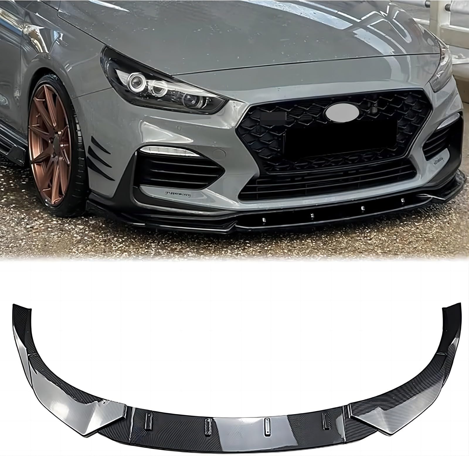 Frontspoiler für Hyundai I30N MK3.5 2020 2021 2022, Frontstoßstange Spoiler Frontspoilerlippe Frontspoiler Protector aus Lip Spoiler Auto Zubehör,Carbon Fiber Look von ZFSMHLH