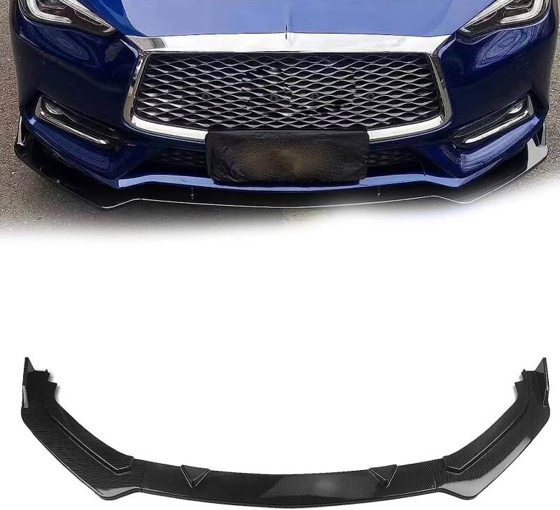 Frontspoiler für Infiniti Q60 2017-2022, Frontstoßstange Spoiler Frontspoilerlippe Frontspoiler Protector aus Lip Spoiler Auto Zubehör,Carbon Fiber Look von ZFSMHLH