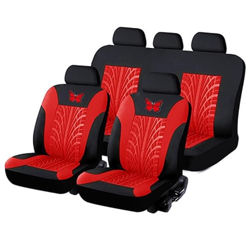 Auto Autositzbezüge Set für Peugeot 206+/207 Compact 2009-2017, 5-Sitzer Sitzbezüge-Set Autoschondecke,A/Red von ZFTAP