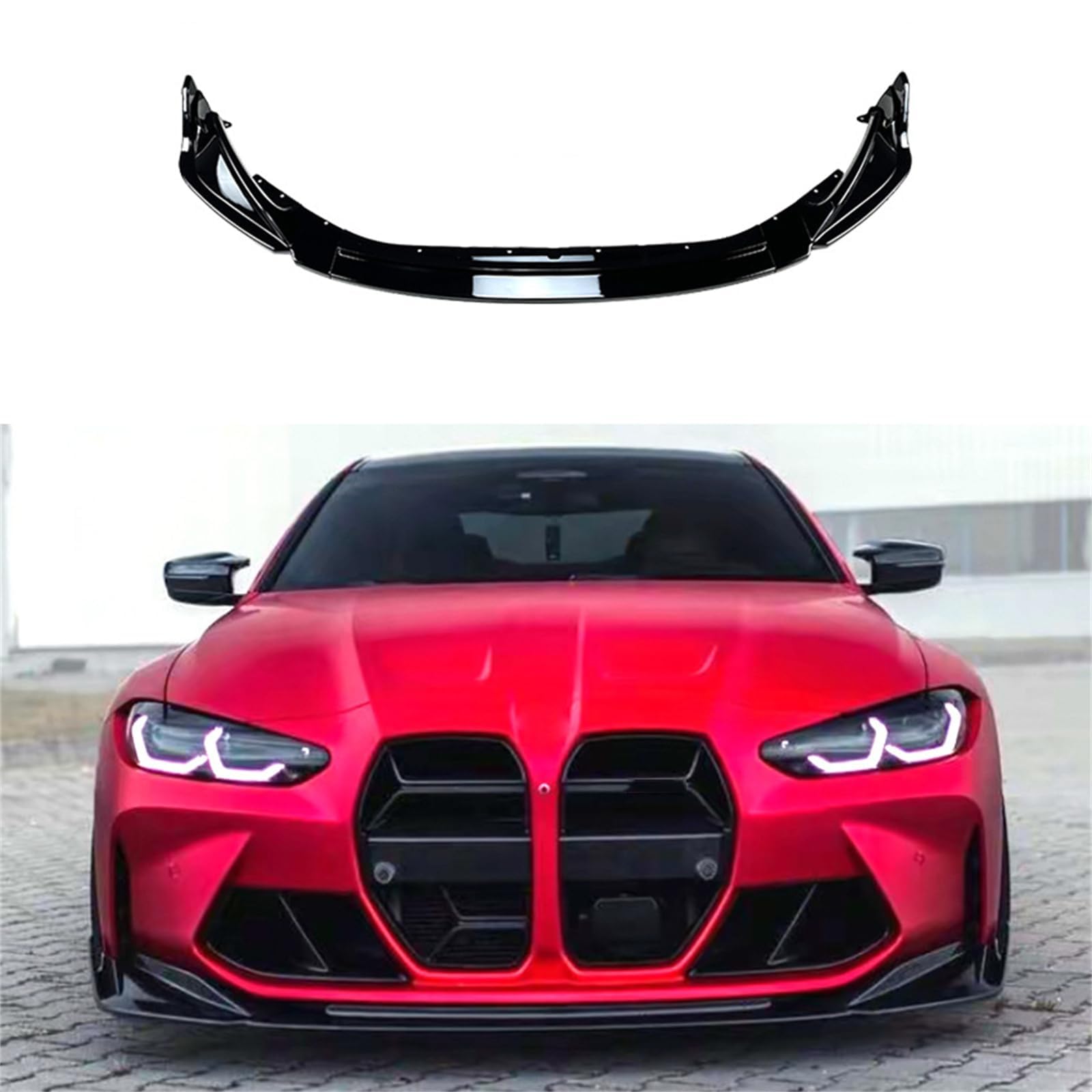 Auto Frontlippe Frontspoiler für BMW M3 M4 G80 G82 2021 2022 2023,Auto Frontstoßstange Splitter Lip Spoiler Spoilerlippe Diffusor,A/Black von ZFTAP