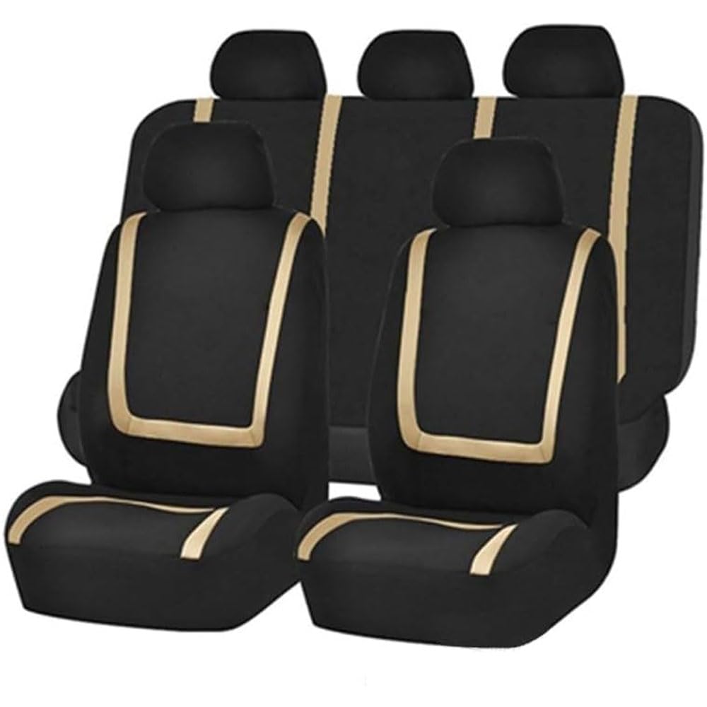 ZFTAP Auto Autositzbezüge Set für Volkswagen VW Beetle /2008 2009 2010 2011 2012,rutschfest 5-Sitzer Sitzbezüge-Set Dauerhafter Auto Sitzauflagen Set,A/Beige von ZFTAP