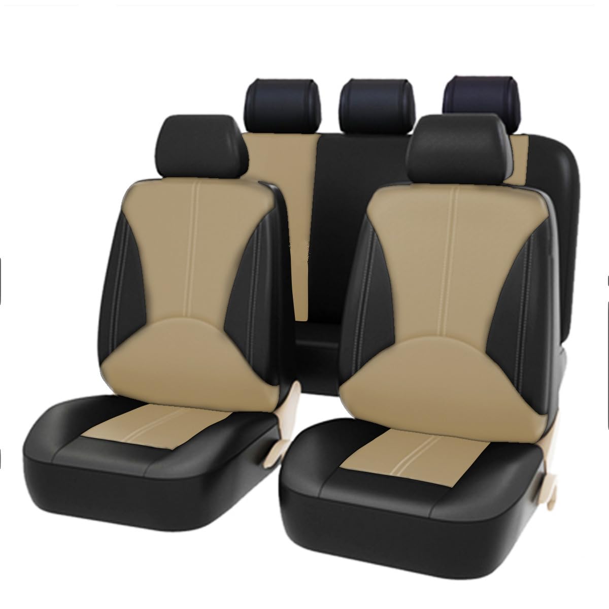 ZFTAP Auto Autositzbezüge Set für Volkswagen VW UP 2011–2023, 5-Sitzer Sitzbezüge-Set Autoschondecke,A/Black Beige von ZFTAP