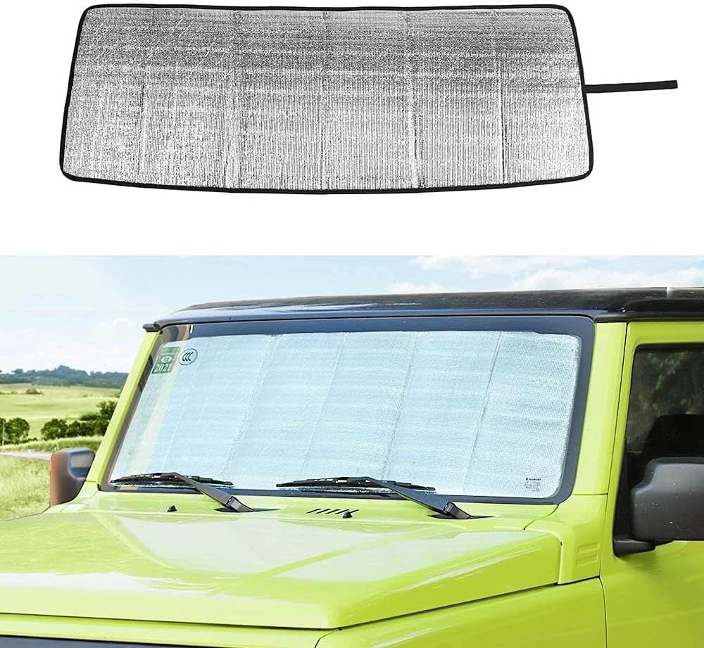 Auto Windschutzscheibe Sonnenschirm für Suzuki Jimny 2019 2020 2021 2022 2023 2024 2025, UV-Schutz Klappbarer Hitzeschutz Sonnenblende Schutz Abdeckung Innenzubehör von ZFZFC