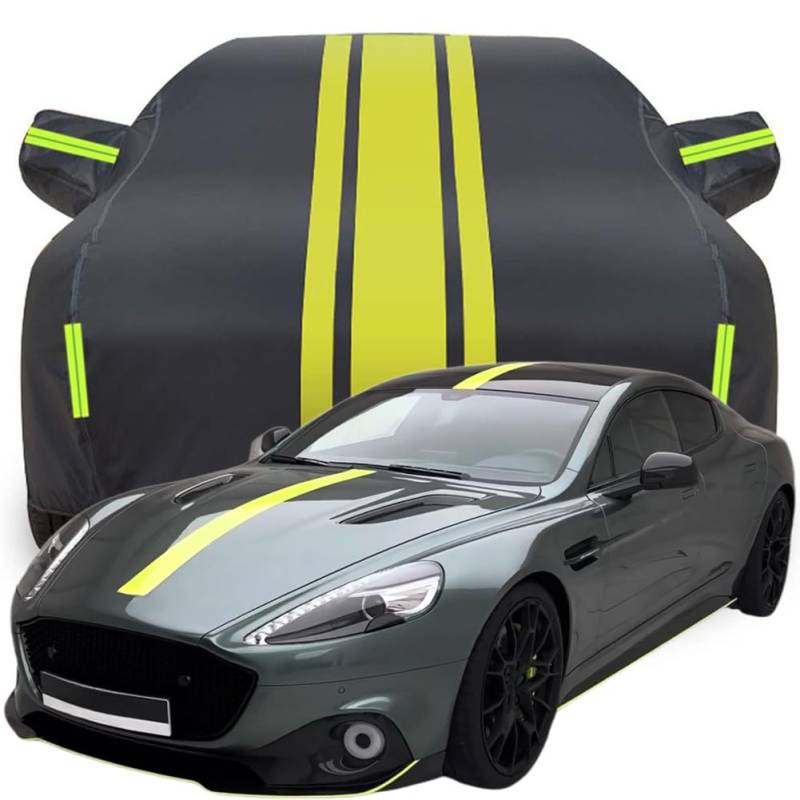 Vollgarage Autoabdeckung für Aston Martin Rapide AMR 2020, Wasserdicht/Kratzfest/Uv-Schutz Autoplanen Garagen Hagelschutzplane,C-Black-Yellow von ZFZFC