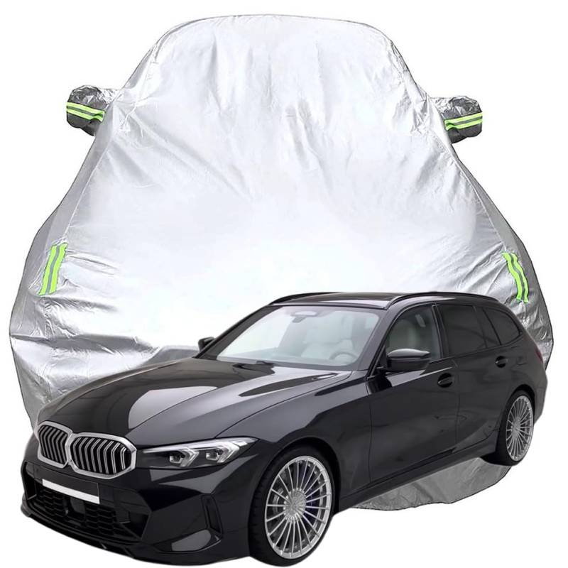 Vollgarage Autoabdeckung für BMW Alpina B3 Touring 2023 2024 2025, Schnee/Kratzfest/Uv-Schutz Oxford Autoplanen Garagen, Hagelschutzplane,Silver-Plus-Cotton von ZFZFC