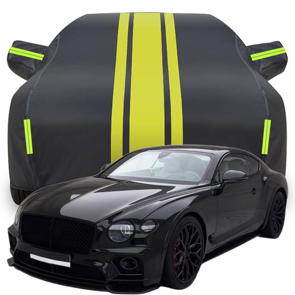 Vollgarage Autoabdeckung für Bentley Continental GT V8 URBAN, Wasserdicht/Kratzfest/Uv-Schutz Autoplanen Garagen Hagelschutzplane,C-Black-Yellow von ZFZFC