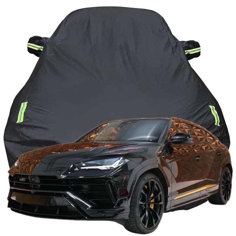 Vollgarage Autoabdeckung für Lamborghini Urus S, Schnee/Kratzfest/Uv-Schutz Oxford Autoplanen Garagen, Hagelschutzplane,Black-Plus-Cotton von ZFZFC