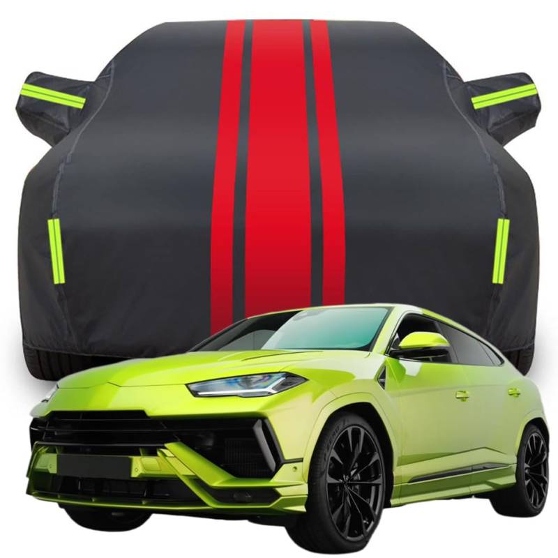 Vollgarage Autoabdeckung für Lamborghini Urus S SUV, Wasserdicht/Kratzfest/Uv-Schutz Autoplanen Garagen Hagelschutzplane,A-Black-Red von ZFZFC