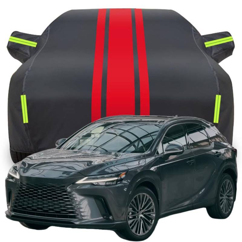 Vollgarage Autoabdeckung für Lexus RX450H+ 2024 2025, Wasserdicht/Kratzfest/Uv-Schutz Autoplanen Garagen Hagelschutzplane,A-Black-Red von ZFZFC