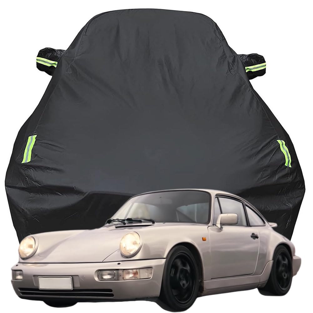 Vollgarage Autoabdeckung für Porsche 964, Schnee/Kratzfest/Uv-Schutz Oxford Autoplanen Garagen, Hagelschutzplane,Black-Plus-Cotton von ZFZFC