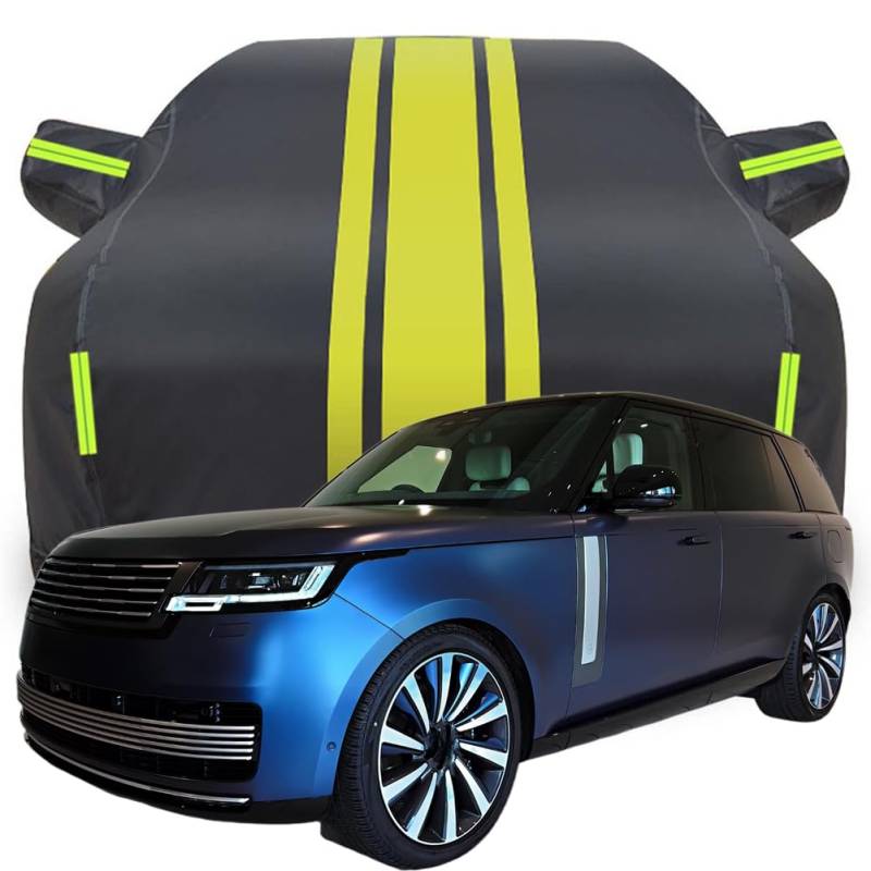 Vollgarage Autoabdeckung für Range Rover SV Bespoke 1 of 1, Wasserdicht/Kratzfest/Uv-Schutz Autoplanen Garagen Hagelschutzplane,C-Black-Yellow von ZFZFC