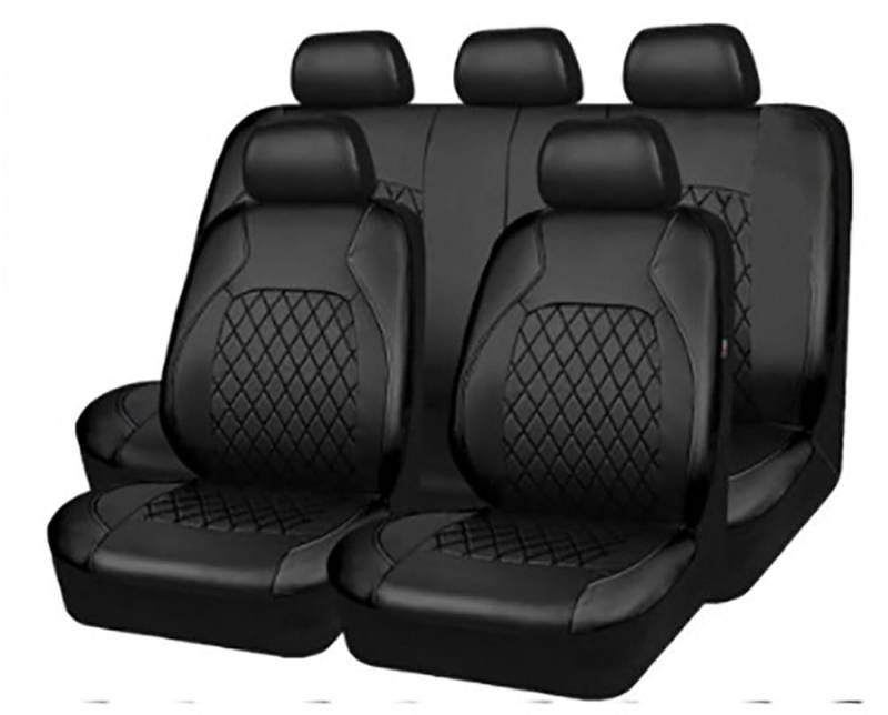 ZGDDS Auto Sitzbezüge Für Mitsubishi Space Star 2015-2019, Autositzbezüge Kompletter Satz Leder Full Wrap Wasserdicht Auto Zubehör,Black von ZGDDS