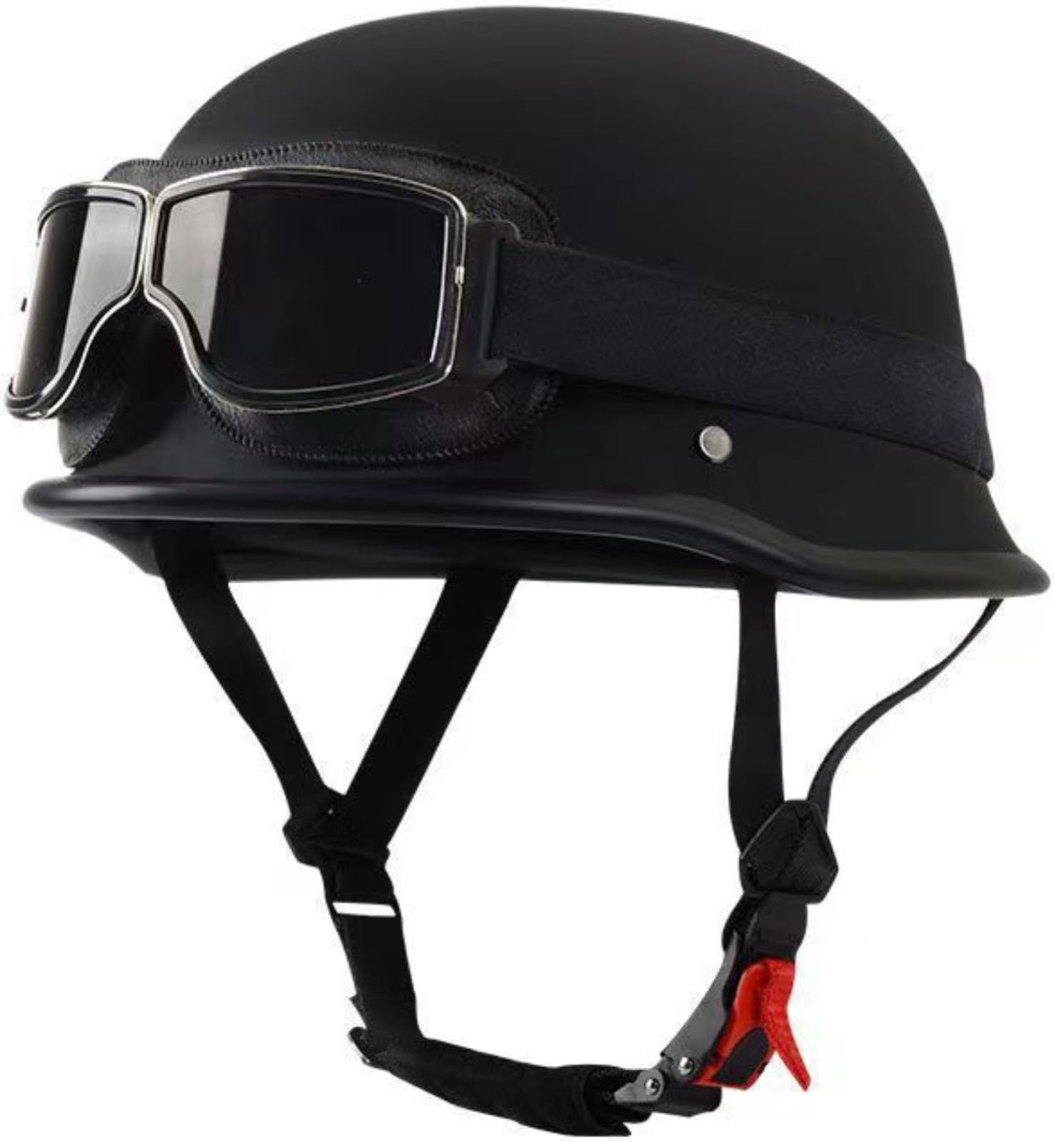 Motorrad-Halbschalenhelm Retro-Offener Helm Motorrad-Halbschalenhelm Mit Schutzbrille Für Erwachsene Männer Und Frauen Motorrad-Roller Roller-Helm DOT/ECE-Geprüft 1,L(59-60CM) von ZGFHTY