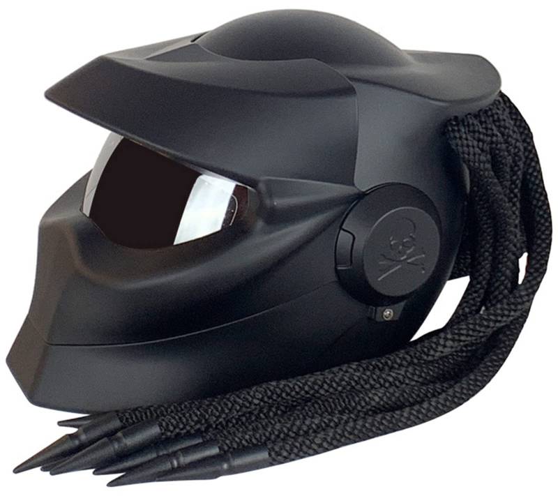 Motorrad-Vollhelm Hochklappbares Visier Personalisierter Helm Mit Zöpfen Und Warnleuchten Modularer Motorradhelm Für Männer Und Frauen Motocross-Cruiser DOT/ECE-Geprüft 1,L(59-60CM) von ZGFHTY