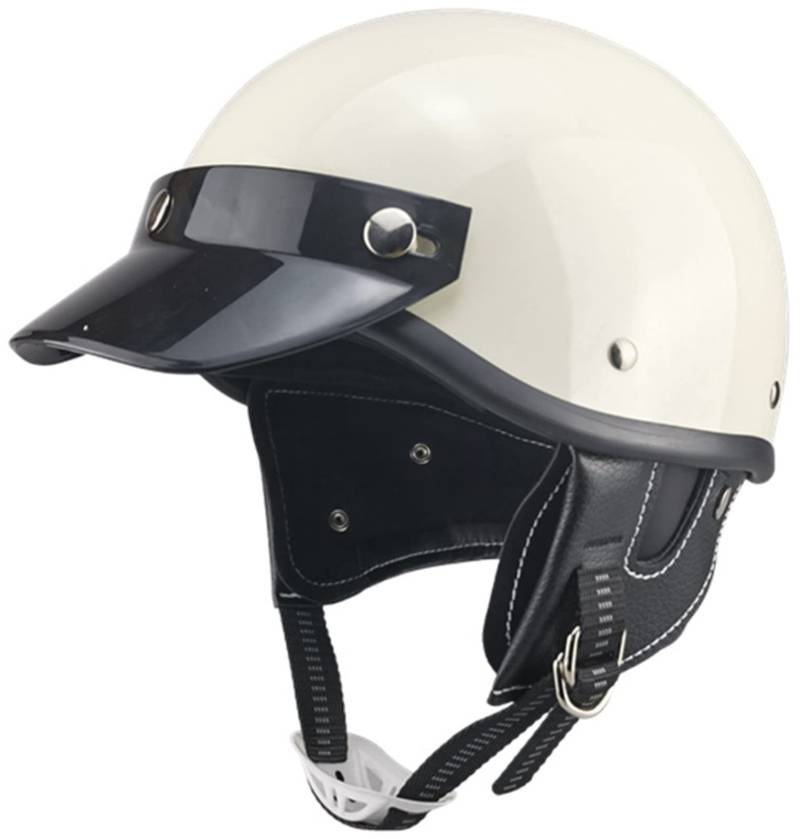 Retro-Halbhelm Motorrad-Halbhelm Totenkopfhelm Herren- und Damen-Mopedhelm Jethelm Löffelhelm ECE-Zertifiziert leicht und langlebig Scooter Cruiser A,S(53-54CM) von ZGFHTY