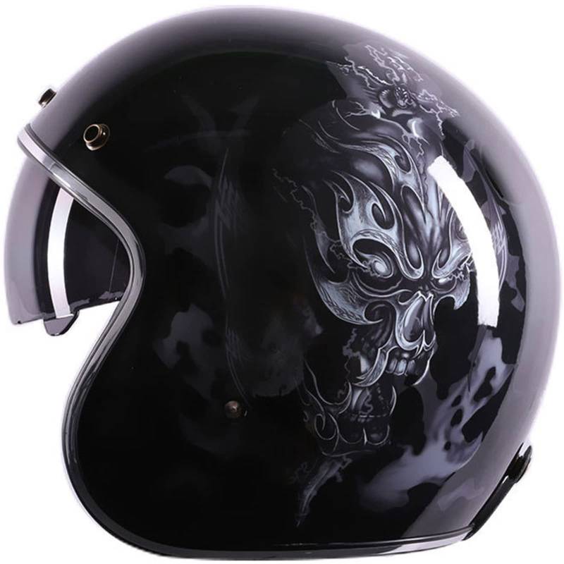 ZGFHTY Retro-motorradhelm Mit Offenem Gesicht, 3/4-helm, Modischer Jethelm Sonnenschutz Mit Visier DOT/ECE-Zertifiziert, Schnellverschluss Persönlichkeit, Männer Frauen Für Scooter 2,L(55-58CM) von ZGFHTY