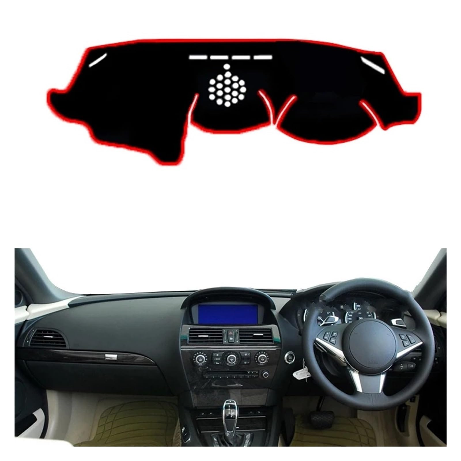 Auto Armaturenbrett Abdeckung 6 Für SERIE E63 E64 630 640D 650I 2003 2004 2005 2006 2007 2008 2009 2010 Auto Dashboard Abdeckung dash Matte Teppich Kissen Innen Dash Mat(RHD Red No HUD) von ZHANFEIS