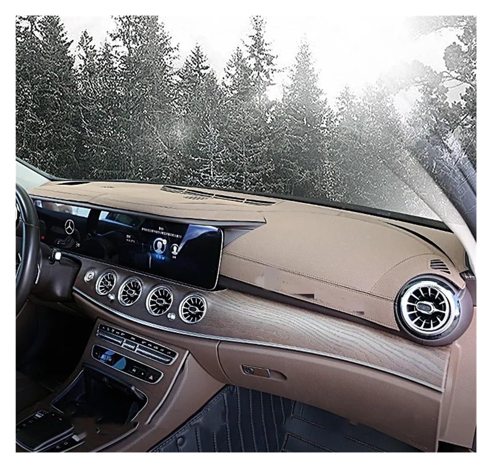 Auto Armaturenbrett Abdeckung Für Benz ABCE Für GLB Für GLC Für GLE Für GLS Für CLA-Klasse Auto-Armaturenbrett-Abdeckung Vermeiden Sie Lichtpad Armaturenbrettmatte Sonnenschutz Dash Mat(Brown) von ZHANFEIS