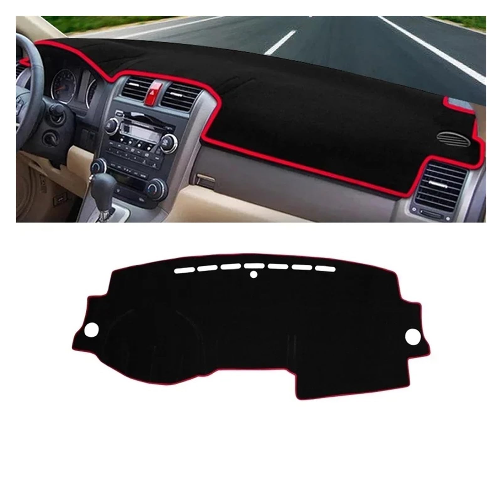 Auto Armaturenbrett Abdeckung Für CRV Für CR-V III MK3 2007 2008 2009 2010 2011 Auto-Armaturenbrett-Sonnenschutz-Abdeckungspolster Instrumententisch Rutschfeste Matte Dash Mat(A Red Side LHD) von ZHANFEIS