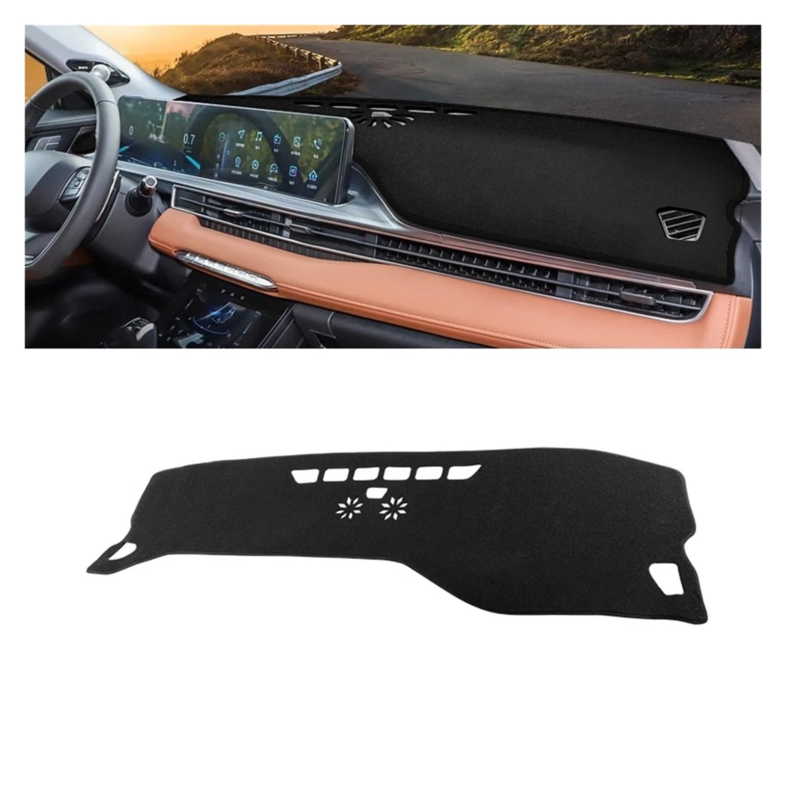 Auto Armaturenbrett Abdeckung Für Chery Für Tiggo 7 Pro Für Max 2021 2022 2023 Für Tiggo7 Pro Auto-Armaturenbrett-Abdeckung Armaturenbrettmatte Sonnenschutz Rutschfestes Pad Dash Mat(A Black Side) von ZHANFEIS