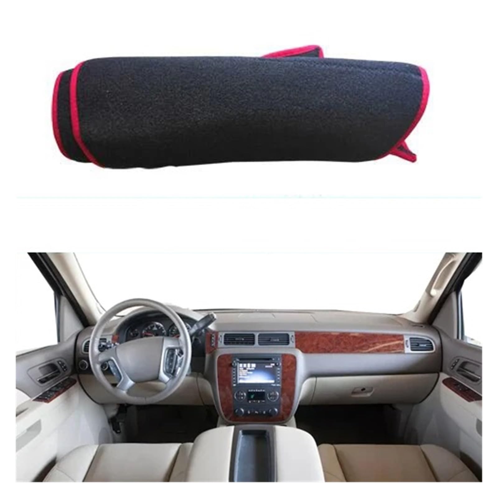 Auto Armaturenbrett Abdeckung Für Chevrolet Für Tahoe Für Suburban 2007 2008 2009 2010 2011 2012 Auto Auto Dash Matte Dashboard Sonnenschirm Abdeckung Teppich Cape Dash Mat(LHD Red Edge) von ZHANFEIS