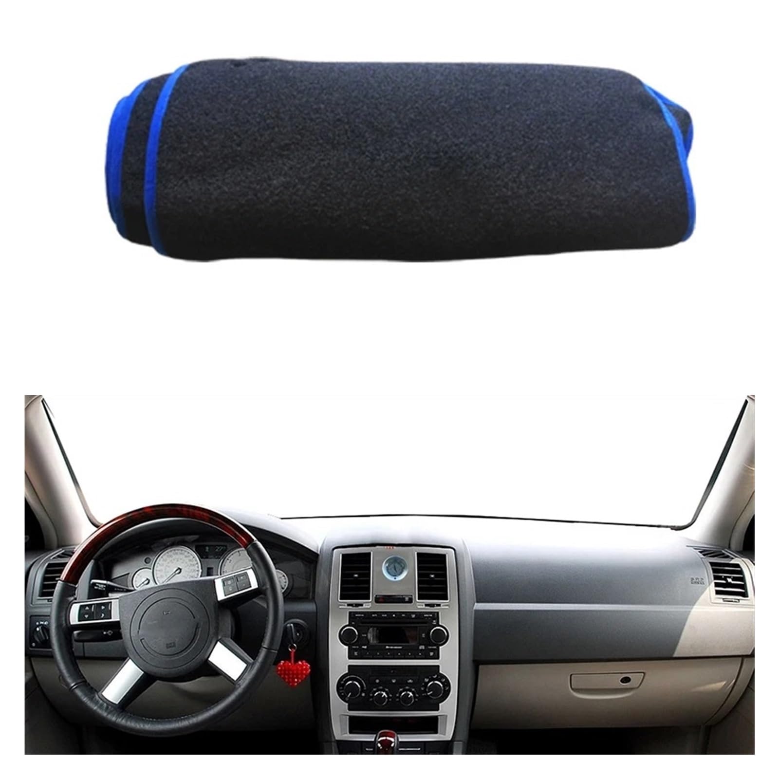 Auto Armaturenbrett Abdeckung Für Chrysler 300C 2004-2010 Armaturenbrett Teppich Auto Sonne DashMat Sonnenschutz Auto Armaturenbrett Abdeckung Dash Matte Pad Dash Mat(LHD Blue Edge) von ZHANFEIS