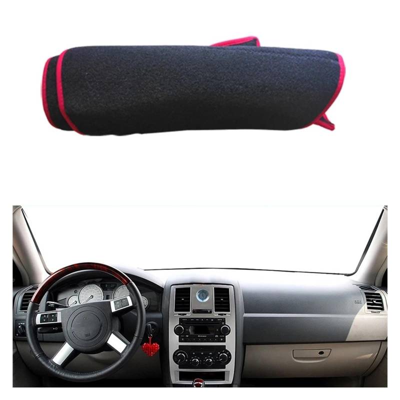 Auto Armaturenbrett Abdeckung Für Chrysler 300C 2004-2010 Armaturenbrett Teppich Auto Sonne DashMat Sonnenschutz Auto Armaturenbrett Abdeckung Dash Matte Pad Dash Mat(LHD Red Edge) von ZHANFEIS