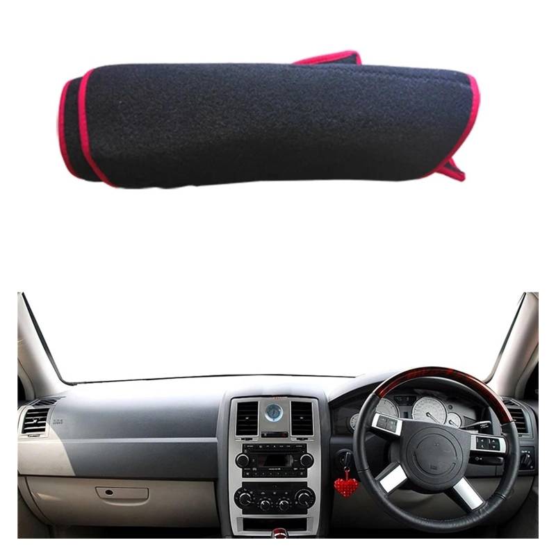 Auto Armaturenbrett Abdeckung Für Chrysler 300C 2004-2010 Armaturenbrett Teppich Auto Sonne DashMat Sonnenschutz Auto Armaturenbrett Abdeckung Dash Matte Pad Dash Mat(RHD Red Edge) von ZHANFEIS