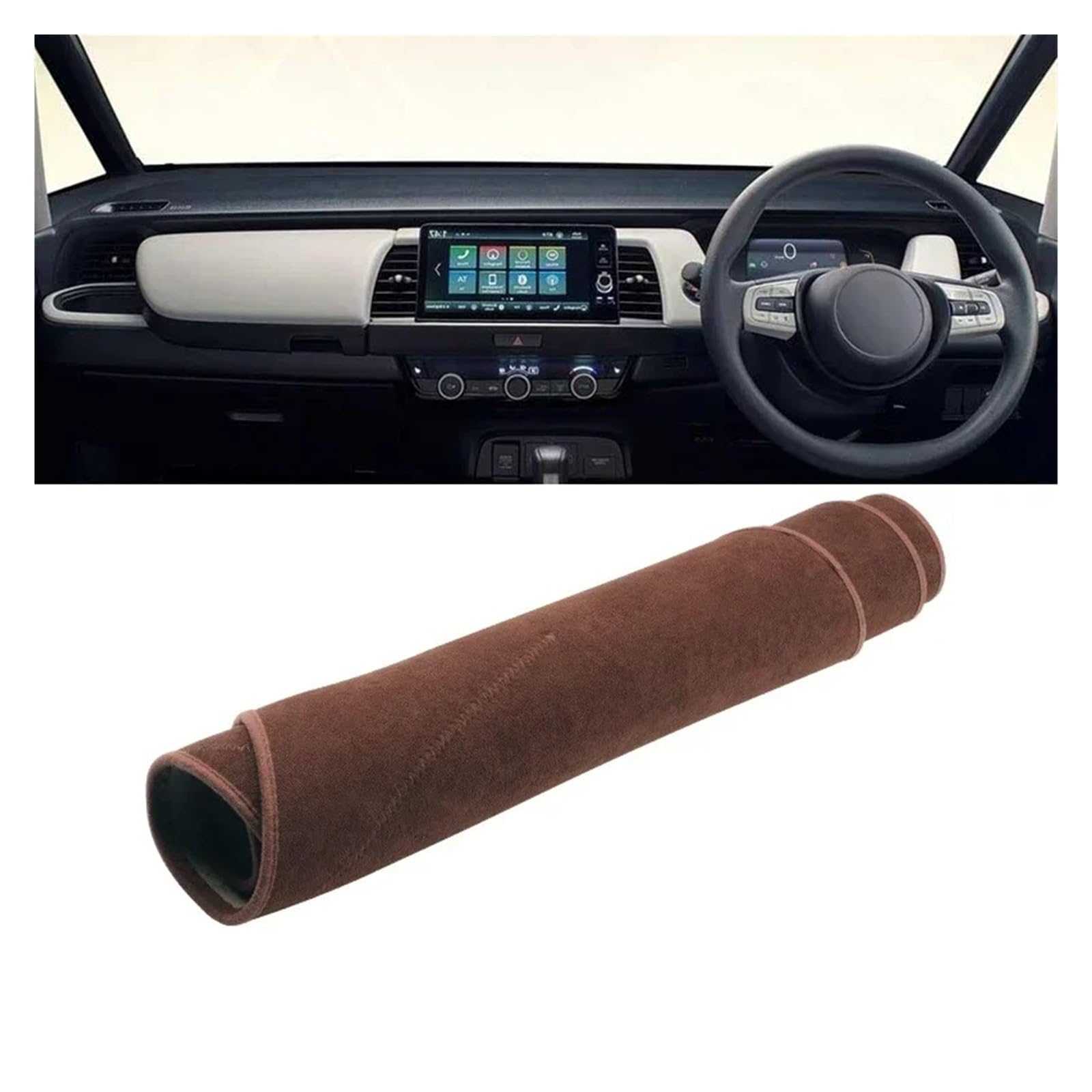 Auto Armaturenbrett Abdeckung Für Fit Für Jazz MK4 GR GS 2020 2021 2022 2023 Autozubehör Armaturenbrett Sonnenschutzabdeckung Instrumententafelmatte Rutschfeste Unterlage Dash Mat(B RHD Brown) von ZHANFEIS